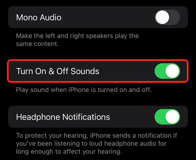 New power on and off sounds on an iPhone 14